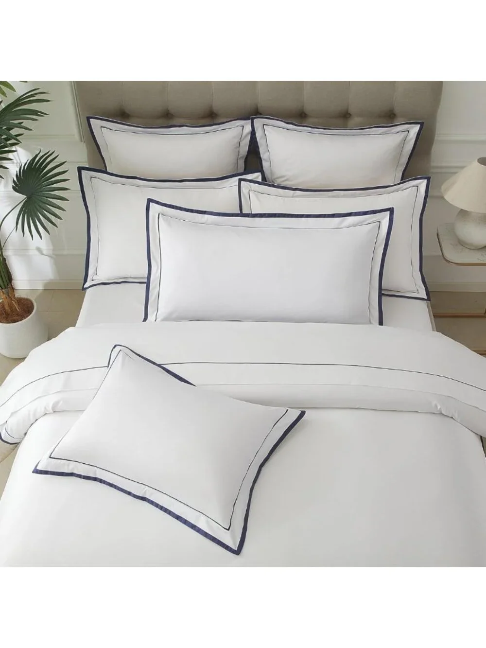 Set of 2 White Euro Pillow Shams, 100% Cotton Covers, 26x26 Decorative Shams